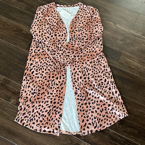 Khaki Leopard Print Cardigan L - Picture 5 of 5